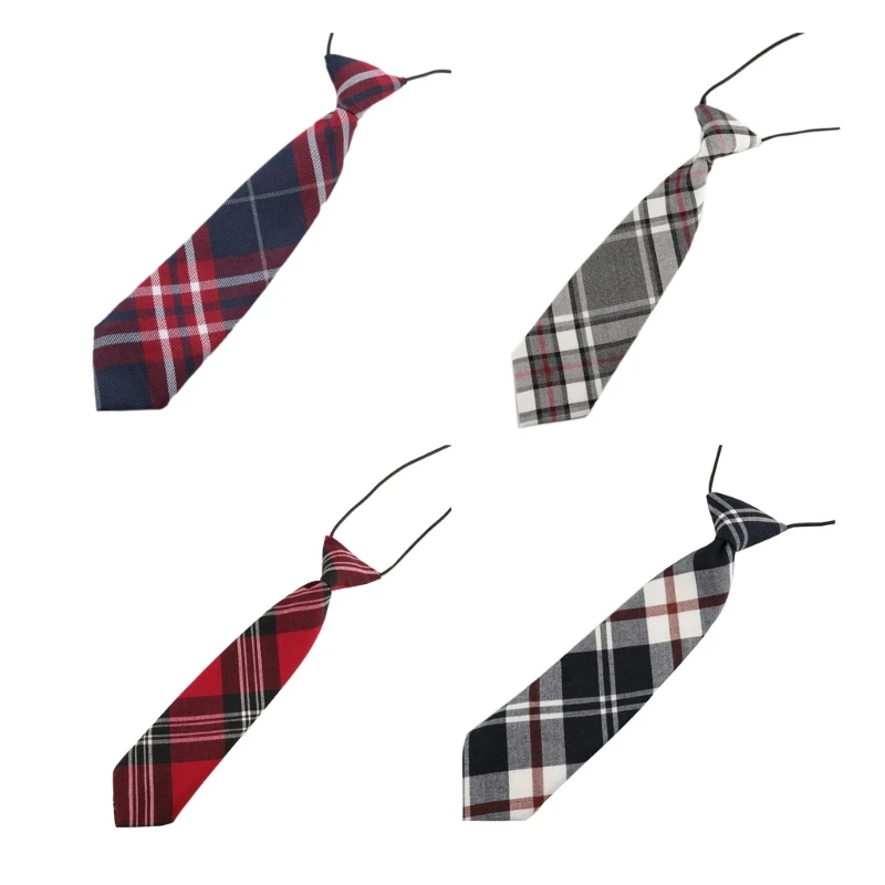 Pre tied Neckties For Boy Kid Plaid Tie for School Uniform Graduation