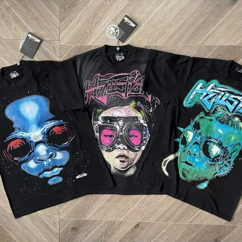 

Футболка оверсайз 24ss из чистого хлопка с рисунком в стиле ад-звезд, с коротким рукавом, 1:1