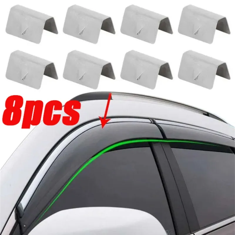 10 PCS Wind Deflector Clips, Stainless Steel Universal Car Wind Rain Deflector Fitting Clips