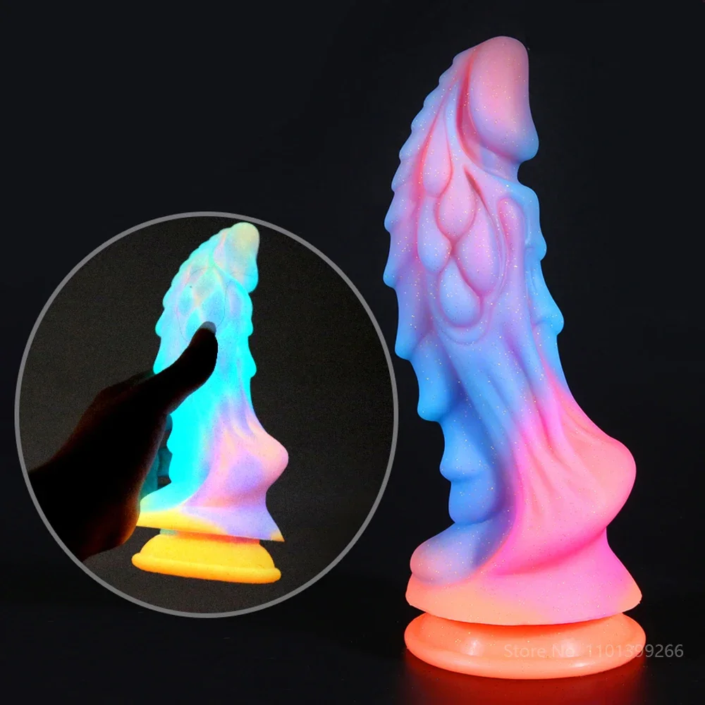 Luminous Dildo Anal Sex Toys For Women Men Colourful Glowing Penis Huge Dragon Monster Butt Plug Adult Toys sex toys