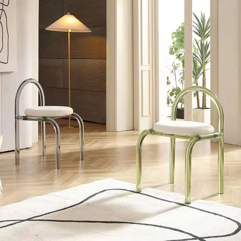 Crystal Makeup Chair Dining Chair Acrylic Furniture Casual Design Backrest Living Room Single Sofa