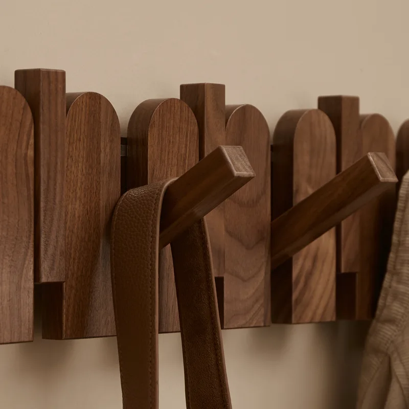 Wooden Hooks Hanger Wall Mounted Coat Hooks Key Holder Hat Scarf Handbag Hook Hanger Towel Rack Customize Coat Hook  Organizers 4