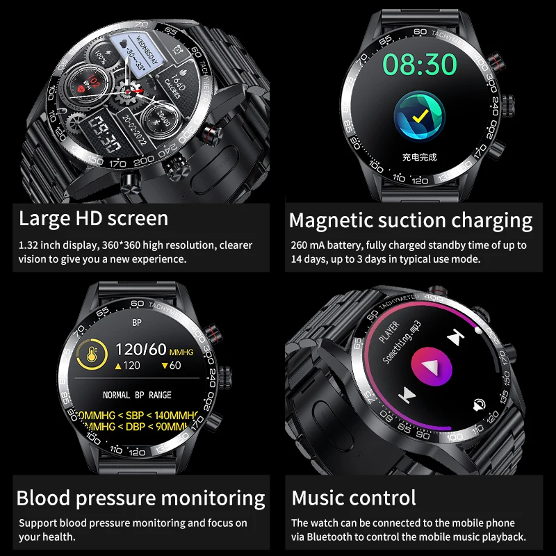 LIGE Business Watch For Men Smart Watch AMOLED HD Screen Smartwatch Bluetooth Calling IP67 Waterproof Smart Bracelet Full Touch