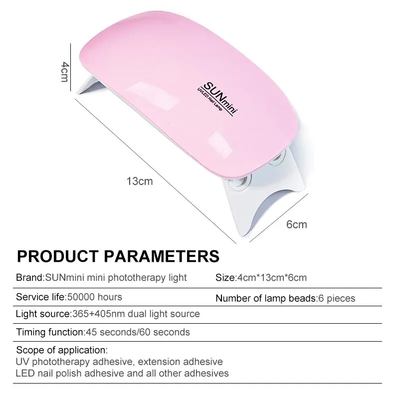 전문가용 미니 네일 드라이어 기계, USB 휴대용 LED UV 매니큐어 램프, 가정용 네일 램프, 모든 손톱 건조 광택제 바니시, 6W