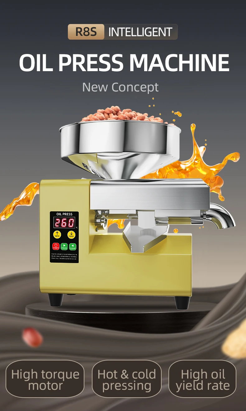Description Picture 2 of itemCold/Hot Press Oil Machine, Automatic Electric Oil Press for Home Use, Extractor for Peanut/Sesame/Coconut/Olive Stainless Steel