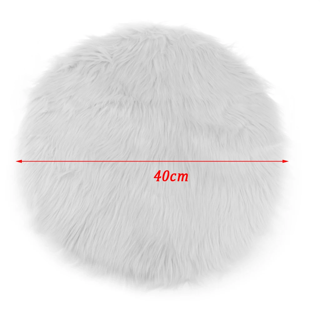 Dia.40cm Round Artificial Wool Shaggy Floor Mat Soft Bedside