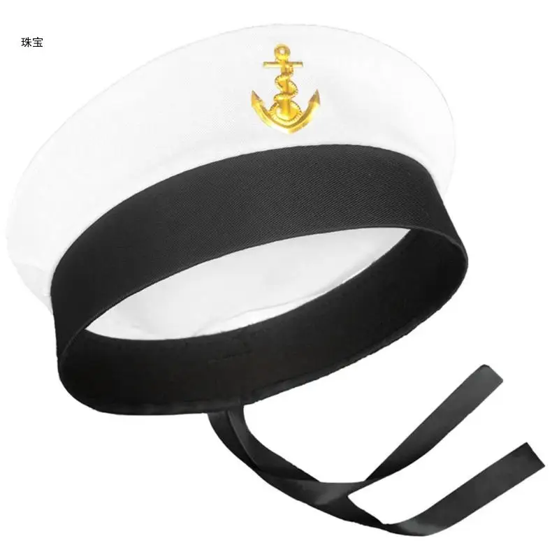 

X5QE Captain Hat Party Cosplay Hat Yacht Boats Captain Navy Costume Hat