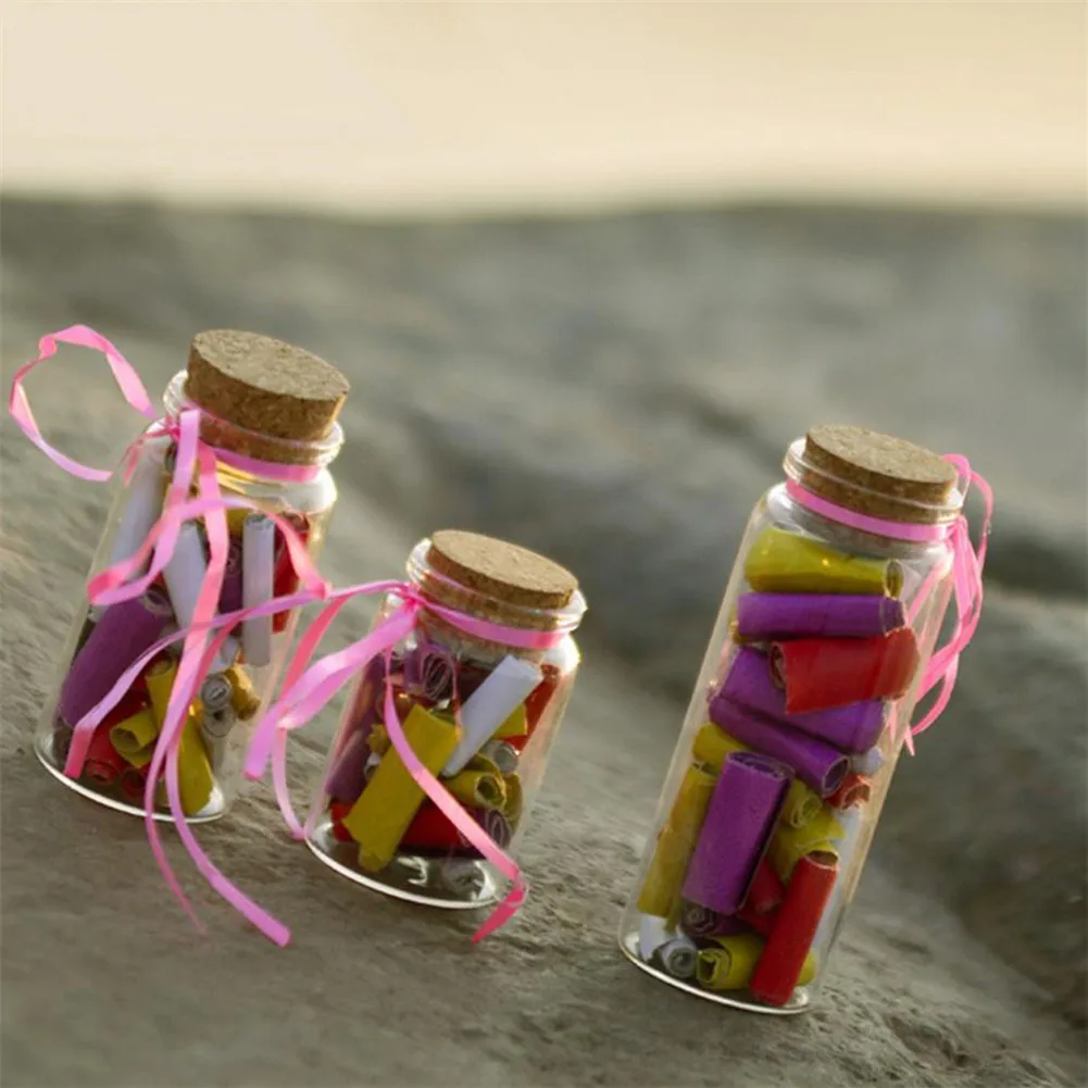 6pcs 25ml 30ml 40ml 50ml 60ml 80ml 90ml 160ml Glass Bottles Stopper Storage Spice Corks Spicy Candy Containers Jars Vials 5