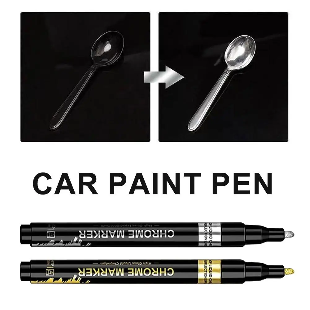 Pennarelli Effetto Specchio, Penne Riflettenti Fai-da-Te, Marcatori Cromati Oro e Argento per Decorazione Auto, Arte e Artigianato - immagine 6