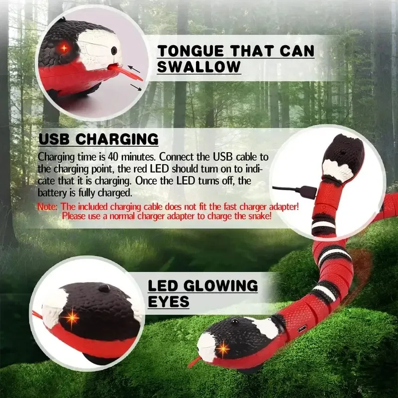 Smart Sensing Interactive Cat Toys Automatic Eletronic Snake Cat Teasering Play USBRechargeable Kitten Toys for Cats Dogs Pet