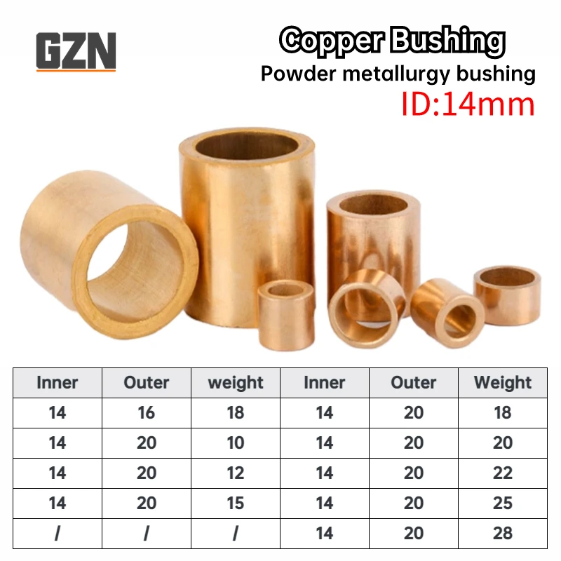 

2/4PCS Free Shipping Inner Diameter 14mm Brass Bushing Powder Metallurgy Oil Bearing Copper Bushing Wear-resistant Guide Bushing