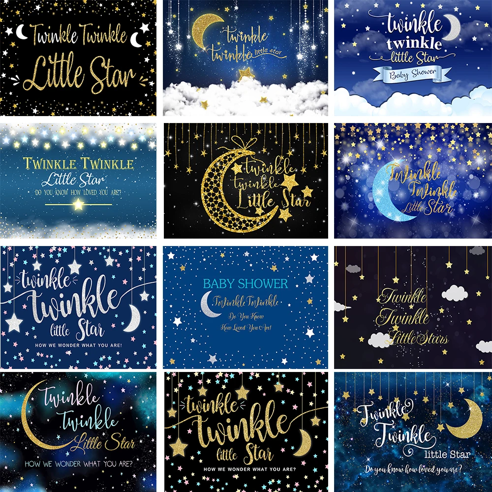 

Mocsicka Twinkle Little Star Baby Photography Backdrop Newborn Birthday Party Cake Dessert Table Background Photo Studio Prop