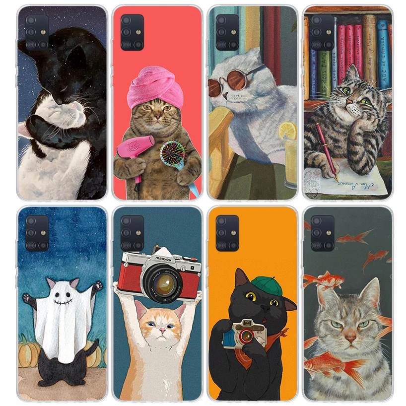 Custodia Per Telefono Cute Cartoon Lucky Cats Per Samsung Galaxy A51 A50S A41 A40 A31 A30S A21S A20S A10S A20E A71 A70 A6 A7 A8 A9 Sh Print