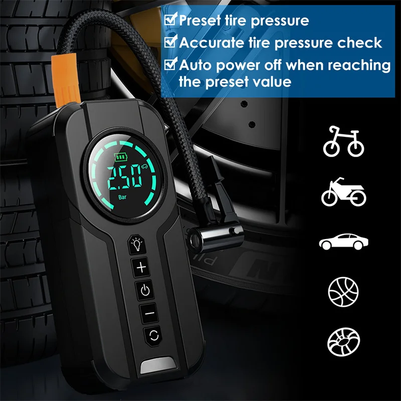 Mini pompe à air portable pour vélo électrique, compresseur d'air pour  voiture, pompe à air pour moto, gonfleur gonflable, 120PSI - AliExpress