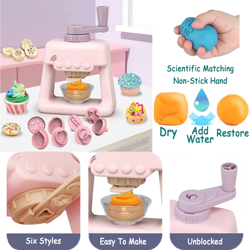 Children's Colored Clay Noodle Machine DIY Play Dough Tools Ice Cream Plasticine Mold  Kits Slime Toys For Kids Birthday Gift 4