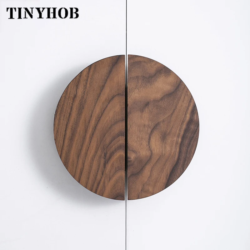 SemicircleShapeWoodenKnobDrawerPullsNaturalWalnutAshBeech