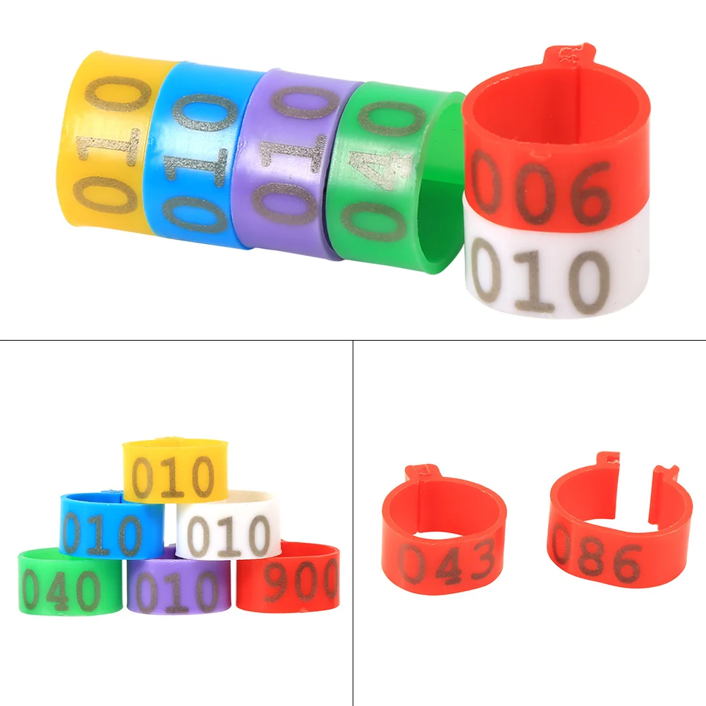Bird Leg Rings Poultry Leg Bands 6Colors /Bag 16MM 001-100 Numbered Plastic Poultry Chickens Ducks Goose Bands Rings plastic poultry leg clips