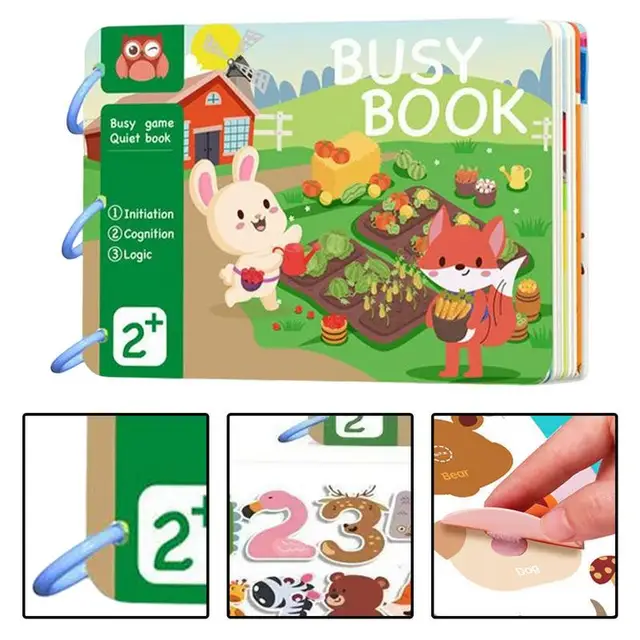 Montessori Baby Quiet Books Toys Early Education Hook&Loop Sticker Sensory Game Parish Learning MyFirst Busy Book 2-3 Year Old 2