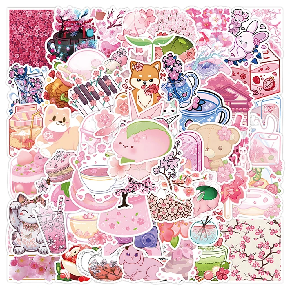 

10/30/50/100pcs INS Style Cute Pink Girl Cartoon Stickers Aesthetic Decoration Suitcase Notebook Stationery Car Sticker Decals