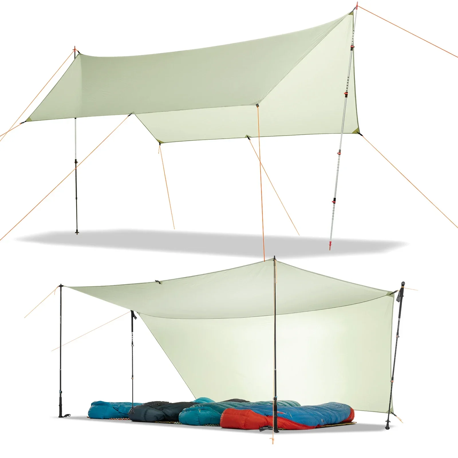 450g 20D Two-Sided Silicone Coated Nylon Tarp Ultralight Sun Shelter Beach Tent Pergola Awning Canopy Rainfly Camping Sunshelter