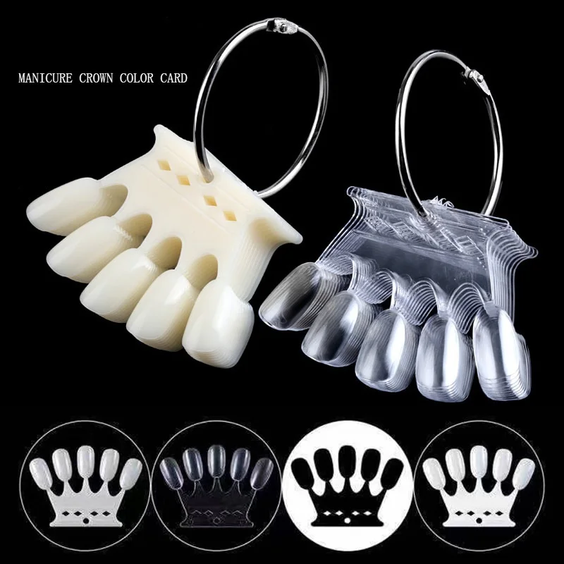 Punte Per Unghie Finte A Forma Di Corona Smalto In Plastica Swatch Natural Clear/White/Black Nail Art Palette Display Board Strumento Per Manicure