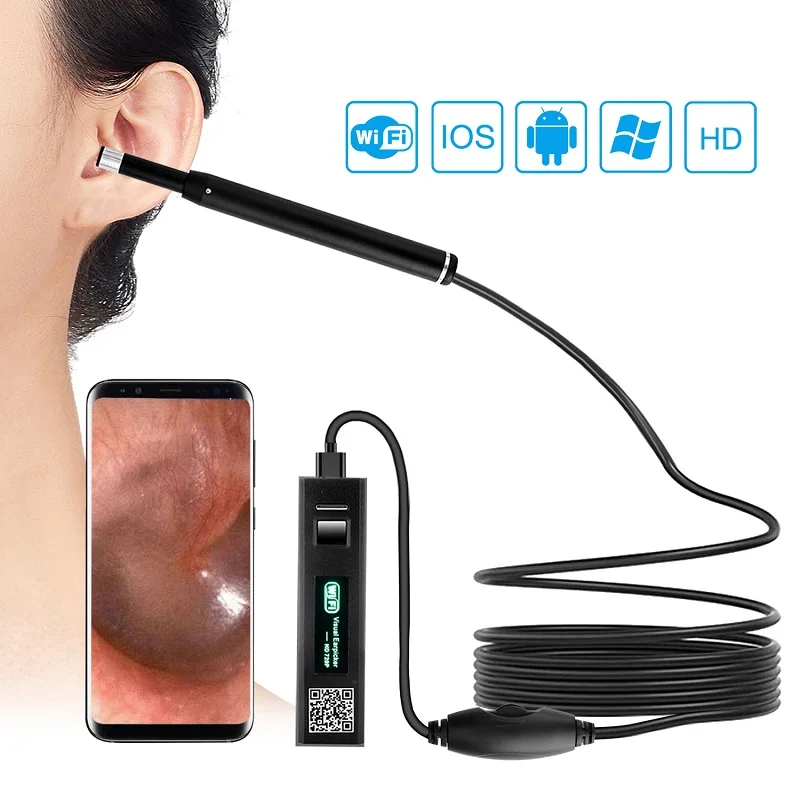 F170B Wireless WIFI Ear Cleaner Otoscope HD720P Visual Ear Picker 5.5mm