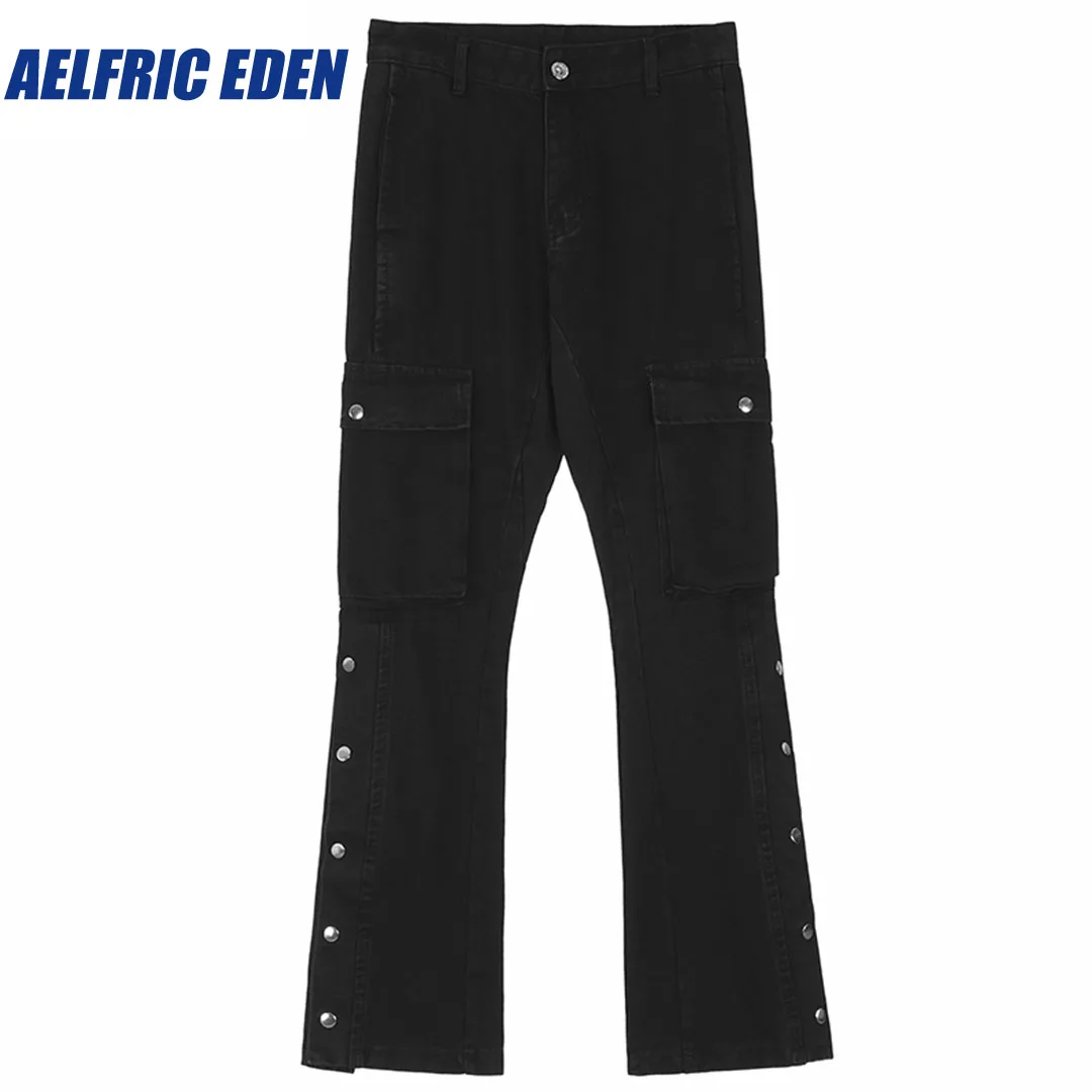 Aelfric Eden Hip Hop Cargo Denim Pants Streetwear Plain Pants 2023 Men Harajuku Cotton Casual Joggers Jeans Harem Pants Trousers