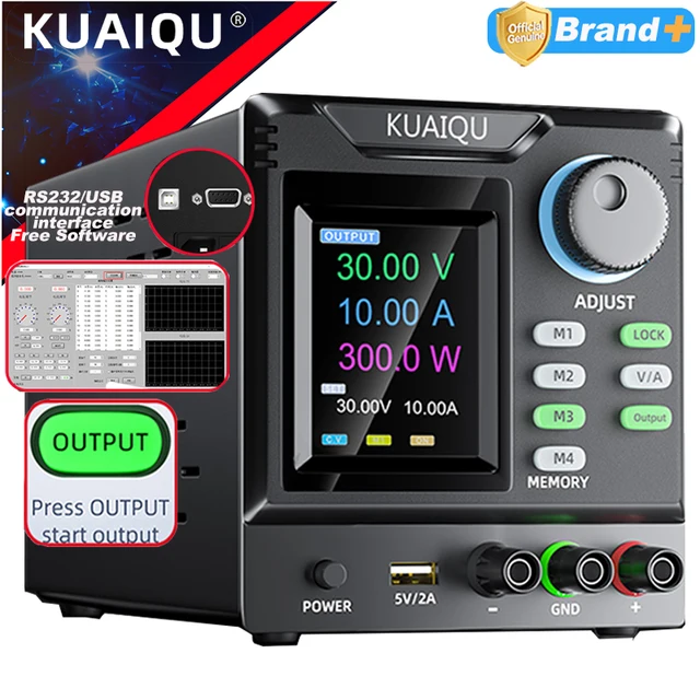KUAIQU Programmable Adjustable DC Power Supply,RS232/USB Remote Control Power Supply Voltage Stabilizing 30V 60V 120V For Test