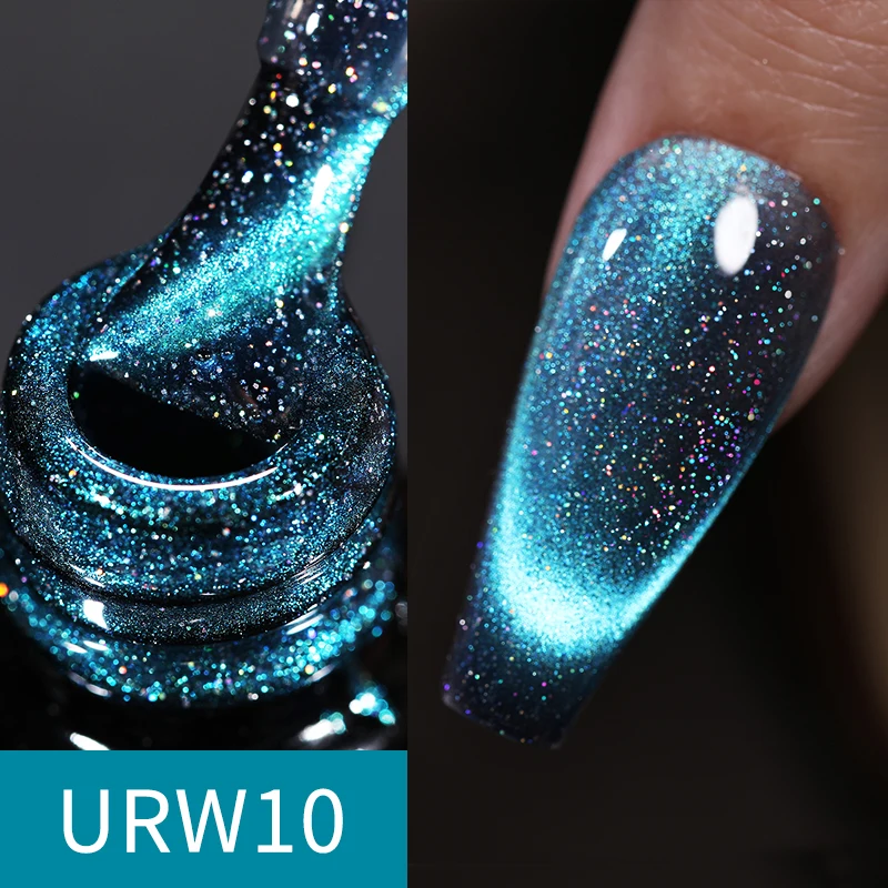 UR SUGAR 7ml Cat Magnetic Gel Nail Polish Semi Permanent Dynamic Glitter Reflective Nail Gel Soak Off UV Gel Nail Art Varnish