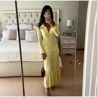 Winter Knitted Dress Women 2025 New Long Sleelve Ruffles Single Breasted Long Dresses Female Party Fashion Sweater Vestidos - Image 3