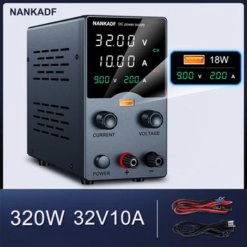 NANKADF แหล่งจ่ายไฟ DC, 0-30V 0-5A 0-10A ความแม่นยําสูงจอแสดงผล LED 4 หลัก, พอร์ต USB 5V/2A, การปรับตัวเข้ารหัส N-GA3010H 1