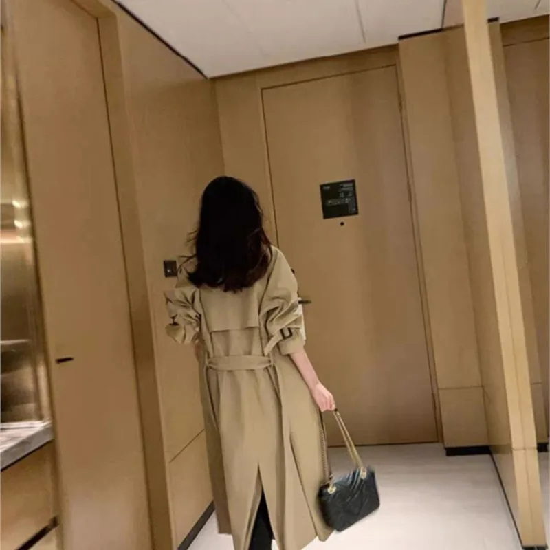 Khaki Trench Coat Women's Mid-Length Temperament Small Overalls