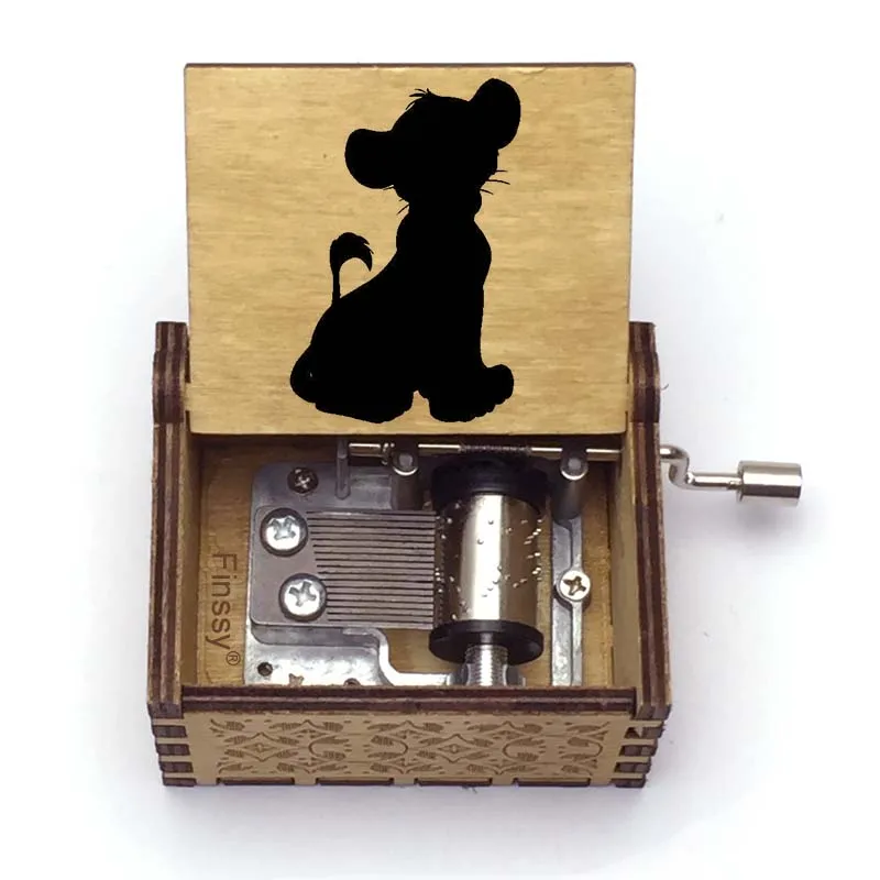 color print Lion King can you feel the love tonight Music Box Hand Wooden Musical Christmas Birthday Gift Decoration