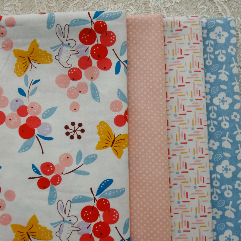 여름 토끼 능직 면 바느질 원단, 원피스 아동복 의류 원단, 수제 DIY 천, 160x50cm