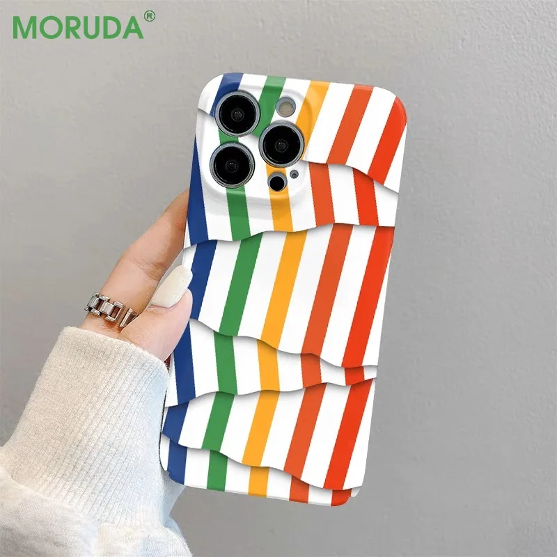Y2K Stylish 3D Irregular Glossy Stripes Phone Case For iPhone 16
