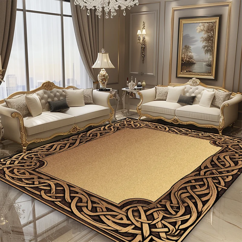 Modern Luxury Golden Border Carpet for Living Room Decoration Bedroom Bedside Large Area Rugs Bathroom Cloakroom Non-slip Mat 4