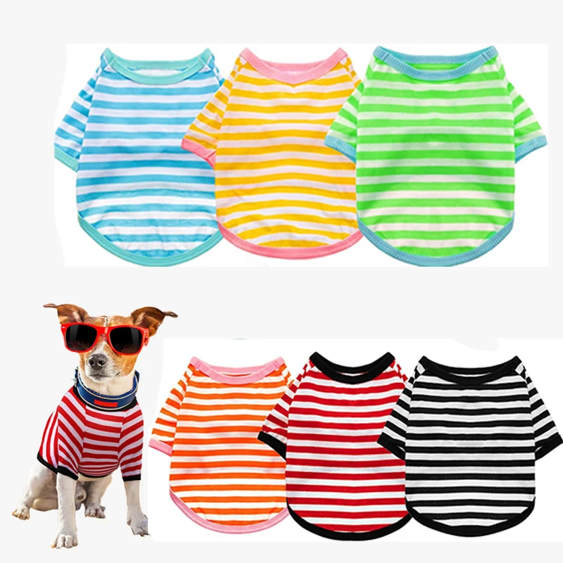Summer Stripe Dog Tshirt Vest Pet Abbigliamento Per Cani Di Piccola Taglia Yorkshire Terrier Shih Tzu Camicie Puppy Cat Clothes Chaleco Para Perro