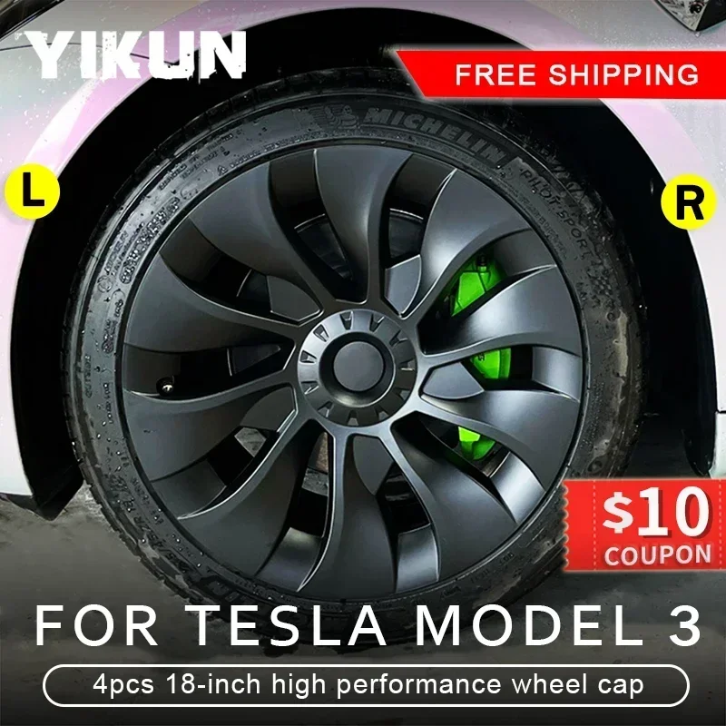 HubCap Car Replacement Performance Wheel Cover Cap Automobile Full Rim Cover Kits Part for Tesla Model 3 18 Inch-4PCS wheel hub covers wheel hub caps
