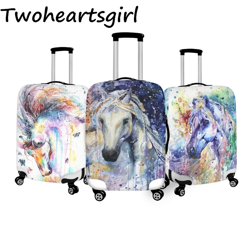 

Twoheartsgirl Fashion Horse Painting Luggage Cover for 18-32 Inches Washable Suitcase Protector Covers Durable Travel Accessory