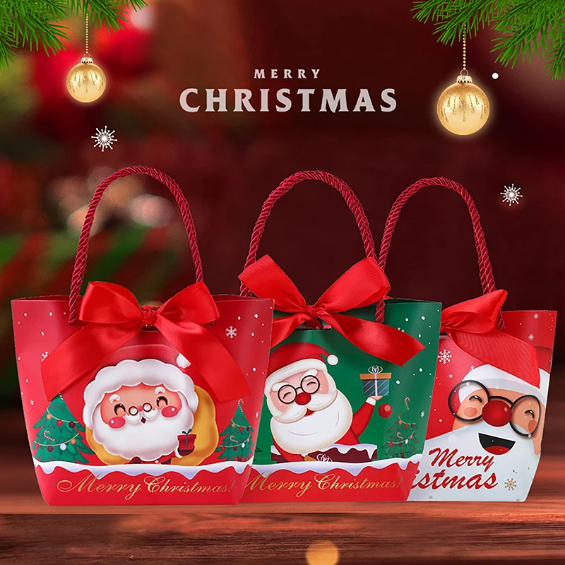 

Christmas Party Gift Bag With Portable Rope Xmas Gift For Cookie Candy Merry Christmas New Year Packaging Supplies