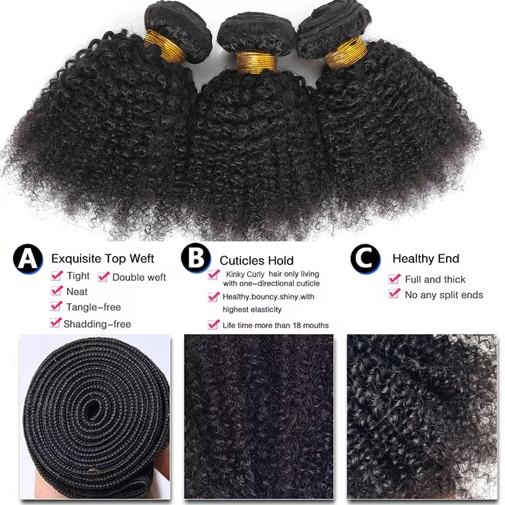 Offerte all'ingrosso di trame di capelli umani vergini grezzi birmani e mongoli, ricci afro kinky 4A 4B, 100% naturali - immagine 3