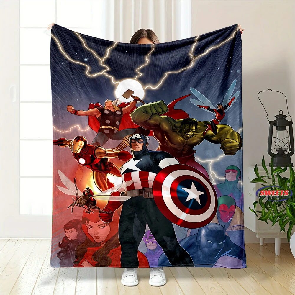 6 Size Marvel Avengers Blanket Sofa Bed Cover Four Season Soft Fluffy Quilt Blanket Flannel Throw Outdoor Leisure Nap Trip Gifts 3