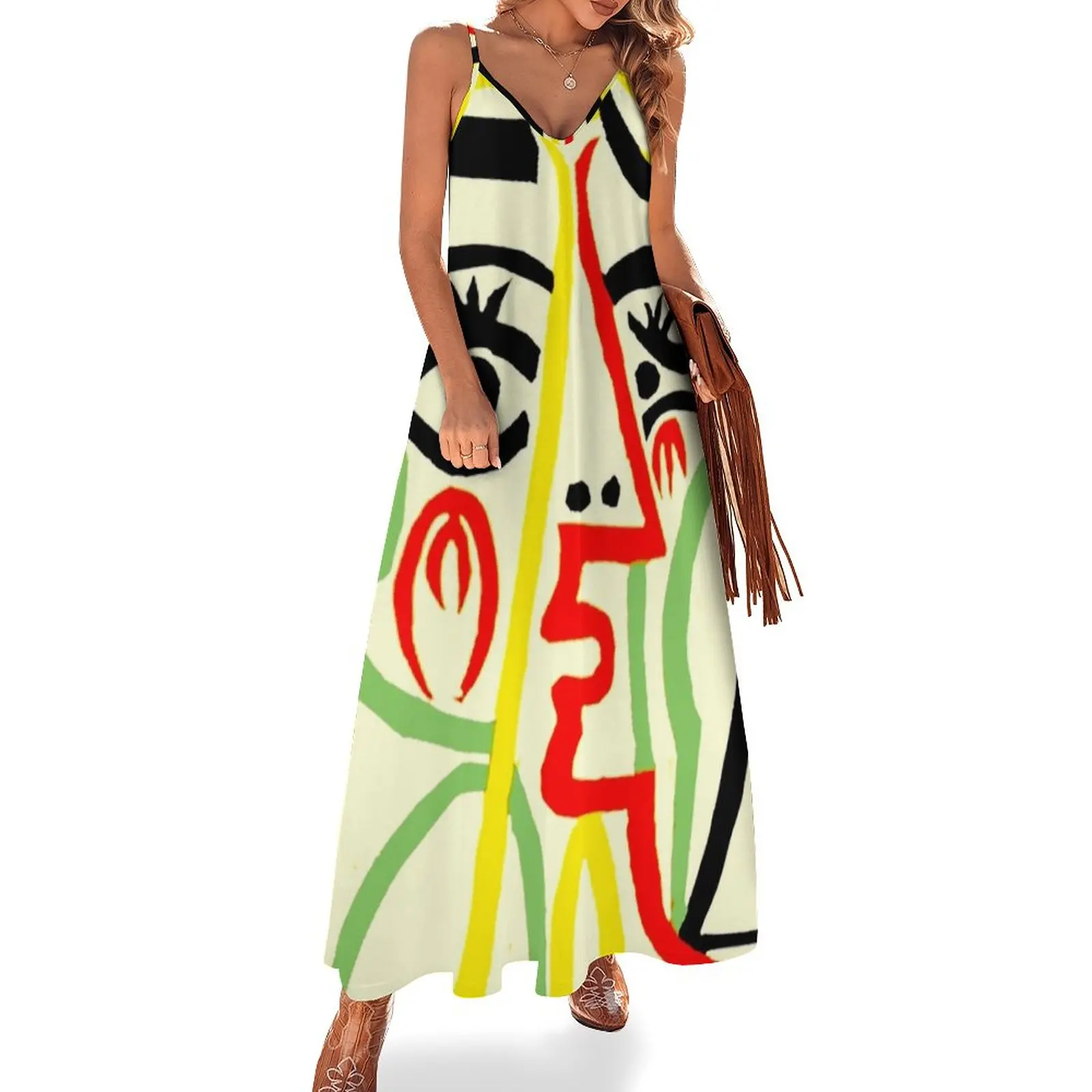 

TETE DE FEMME : Fantasy Abstract Painting Print Sleeveless Dress women's evening dresses 2024 summer dresses