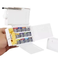 Winsor & Newton Cotman Watercolor Paint Field Pocket Portable Travel Set 12 Colors Half Pans Watercolor Painting Brush Sponge 2