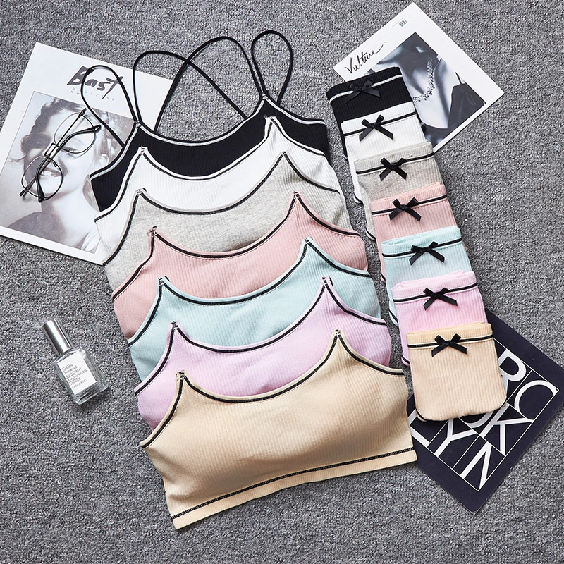 Japanese Lingerie Set Cotton Thin Screw Thread Push Up Bra Set Beauty Back Women Bra Panties Set Comfort Underwear panty sets