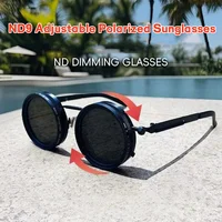 Polarized Round Sunglasses Men ND9 Adjustable Dimming Sun Glasses Women Retro Punk Fishing Eyeglasses Outdoor Shades UV400