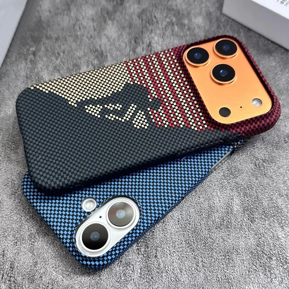 Frameless Carbon Fiber Kevlar For Magsafe Magnetic Phone Case For iPhone 17 16 15 14 13 Pro Max Air PC Texture Shockproof Cover