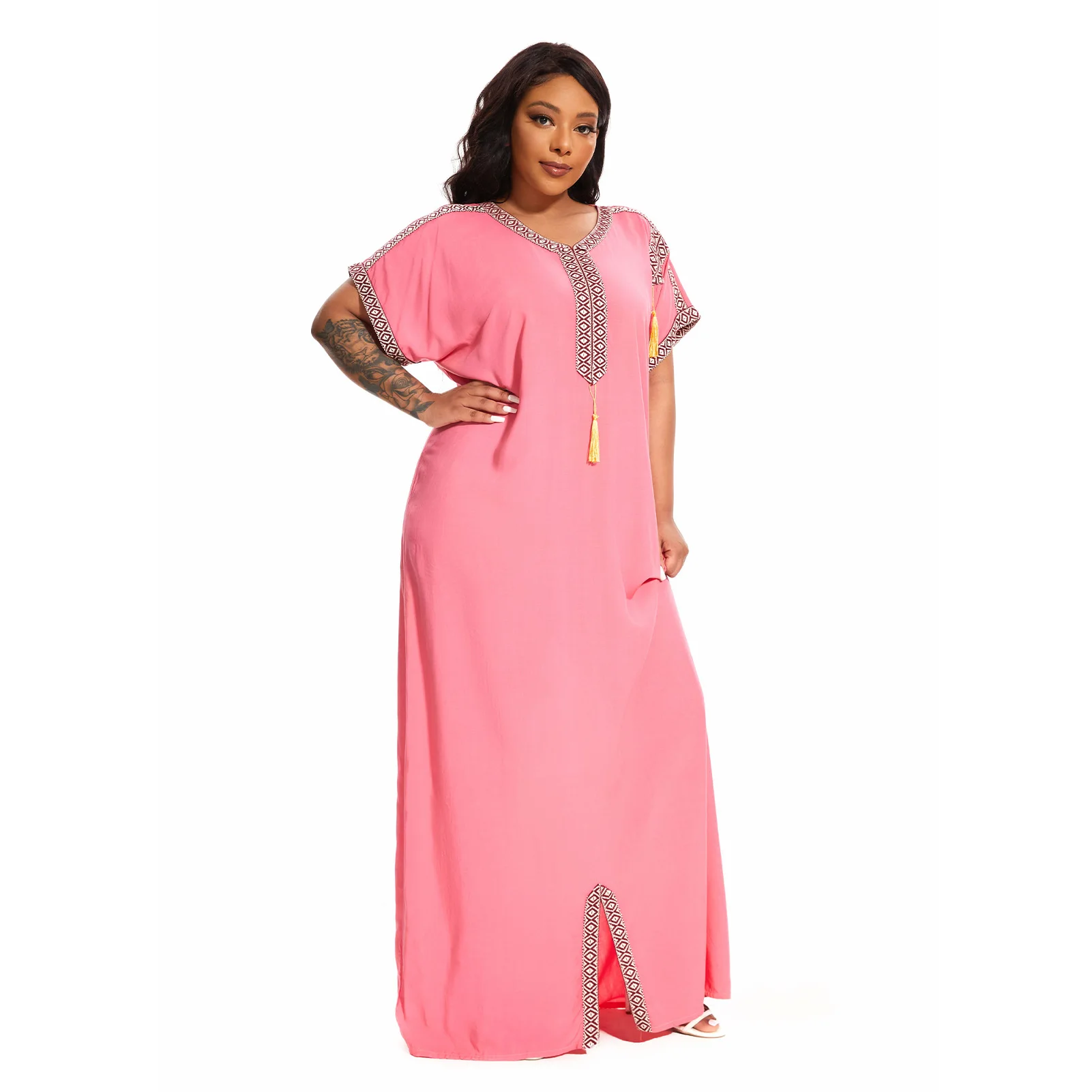 2024 PlusSize Cover Caftan Traditional short sleeve Dress cotton kaftan beach home abaya African dresses for women