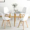 5-Piece Modern Dining Table Set Round Tempered Glass Table 4 High Back Chairs Ergonomic Design Space Saving Easy Assembly Dining 2