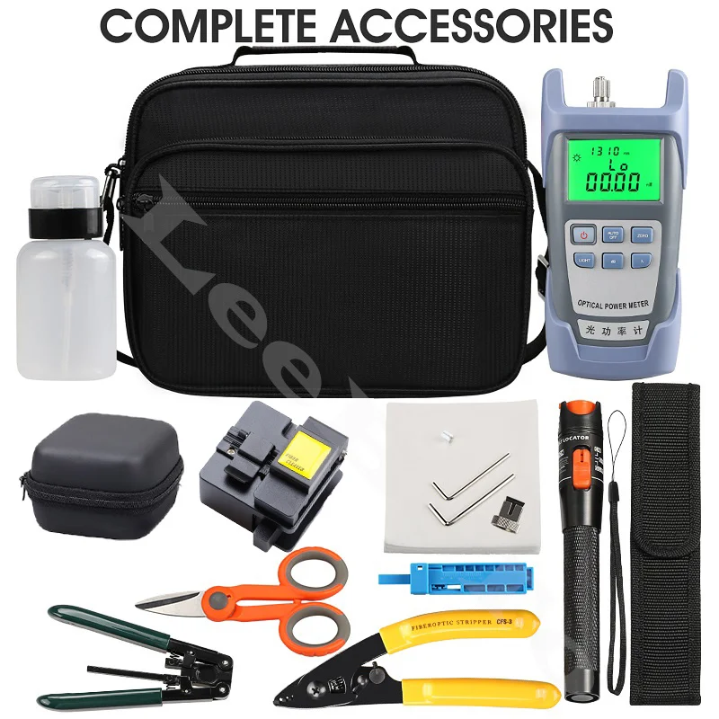 16Pcs/lot Fiber Optic FTTH Tool Kit with HB-08 Fiber Cleaver Optical Power Meter 10mw Visual Fault Locator Wire Stripper